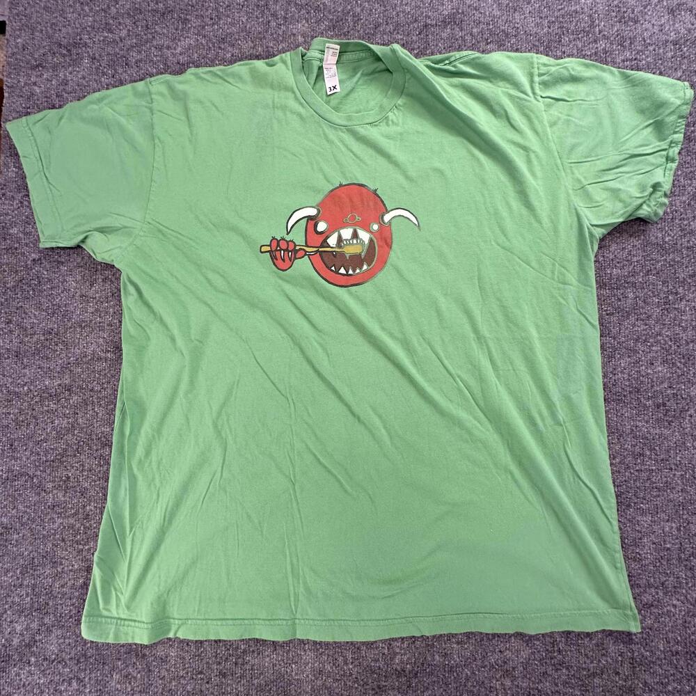 Shirt.woot Green Graphic‎ T-Shirt Red Monster Horns Brushing Teeth Mens 3X